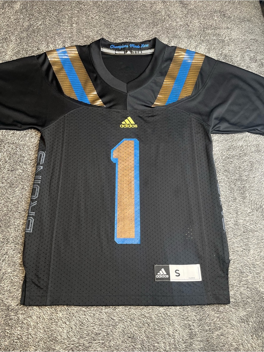 Adidas UCLA Bruins #1 Football Jersey Black Gold Small S Vapor Untouchable